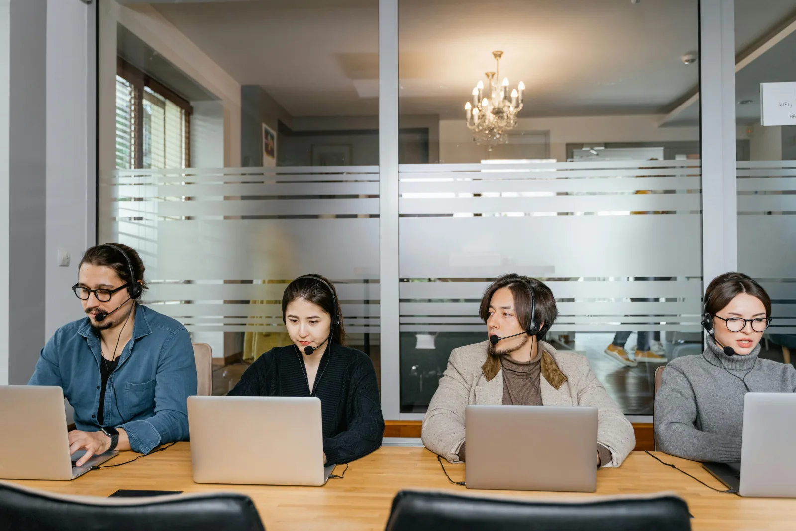 Operators reviewing customer accounts